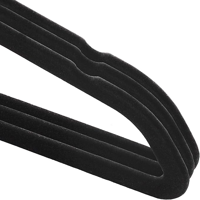 Casafield 50 Velvet Baby Hangers - 11" Size for Infant & Toddler Clothes - Black - Image 3