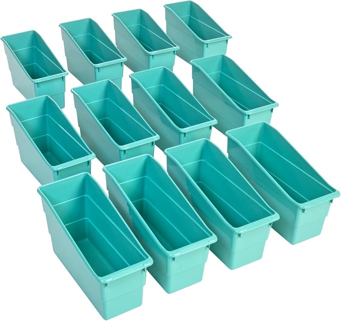 Really Good Stuff Durable Book & Binder Holders 12-Pack, Water | Folder & File Plastic Holders Ideal for Narrow or Vertical Storage Needs, Instantly Color Code Your Classroom - Image 7