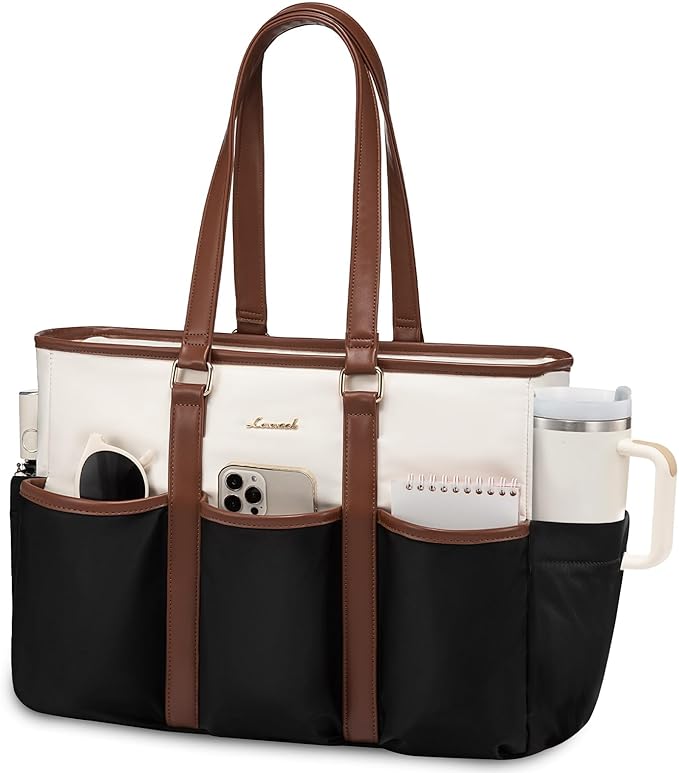 LOVEVOOK Work Tote Bag for Women, 17 lnch Laptop Bag for Women, Nurse Teacher Tote Bag, Utility Professional Computer Bag For Work/Travel/College/Daily, Large Purse Handbag With Multi Pockets by LOVEVOOK
