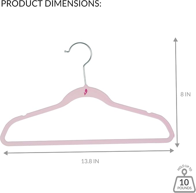 Simplify 25 Pack Kids Velvet Hangers | Slim | Non-Slip Design | Space Saving | Childrens Clothes | Shirts | Pants | Dresses | Baby Nursery | Closet Storage & Organization | Blush - Image 4