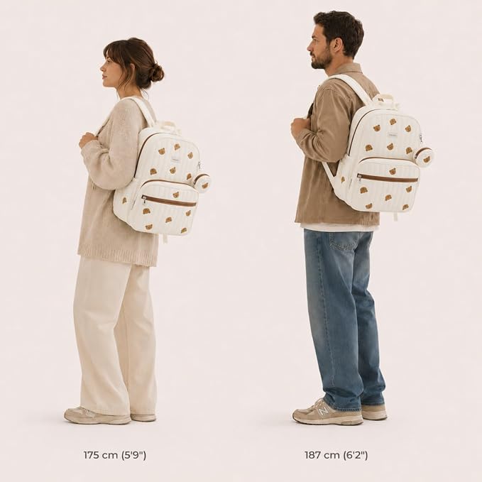 Large Diaper Bag Backpack with Changing Pad, Insulated Bottle Pockets, Travel & Hospital Bag for Mom & Dad (Large - Beige Bears) - Image 4