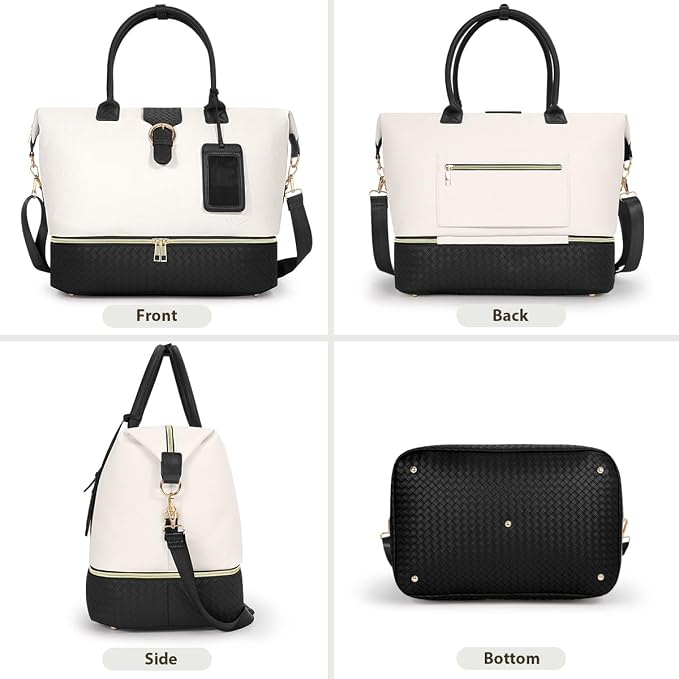 Leather Weekender Bags for Women, Travel Duffel Bag PU Overnight Bag Carry On Tote Bag with Shoe Compartment Wet Pocket - Image 7