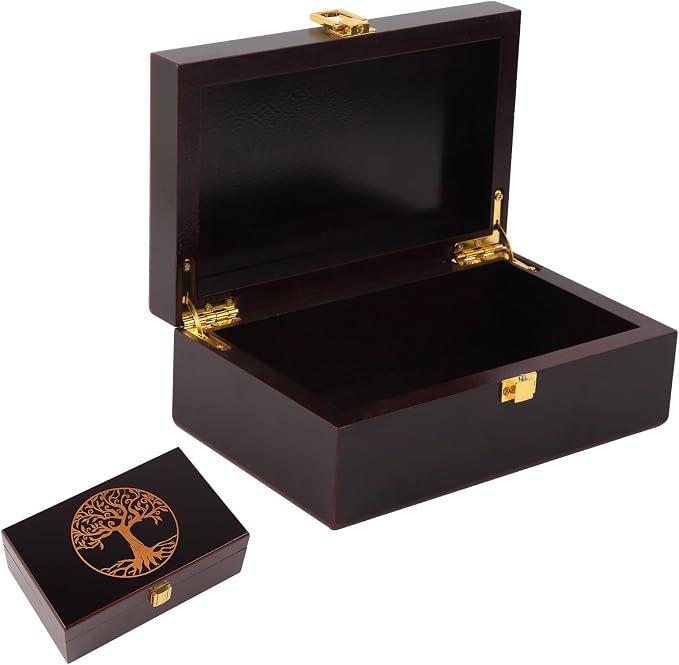 Tree of Life Wooden keepsake Box - Wooden Decorative Boxes with Lids - Wood Decorative Storage Boxes with Lids - Memorial Box (Tree of Life Black, Small) by YoudearMemorials