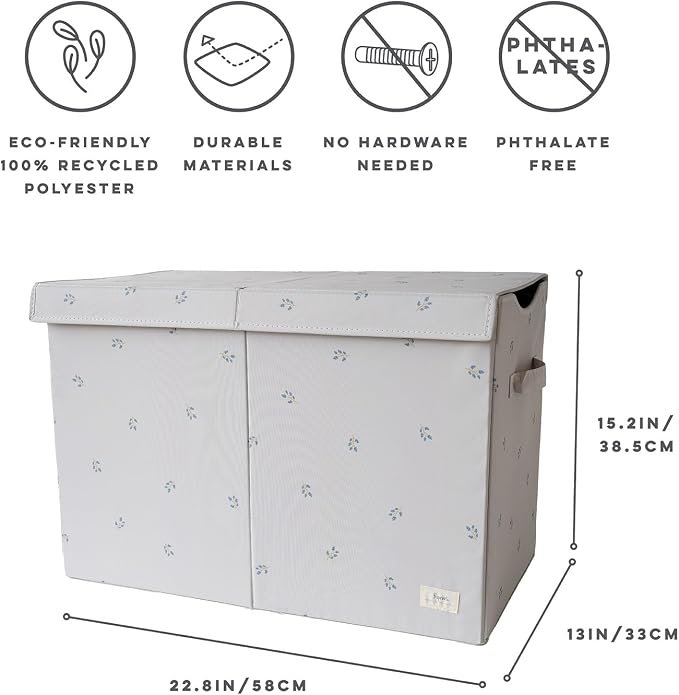 3 Sprouts Recycled Fabric Toy Chest, Extra Large, With Lid, Blueberry Taupe | Recycled fabric, Extra large storage box, Lid included, Collapsible, Sturdy toy bins, Kids bedroom or playroom, Lightweight - Image 2