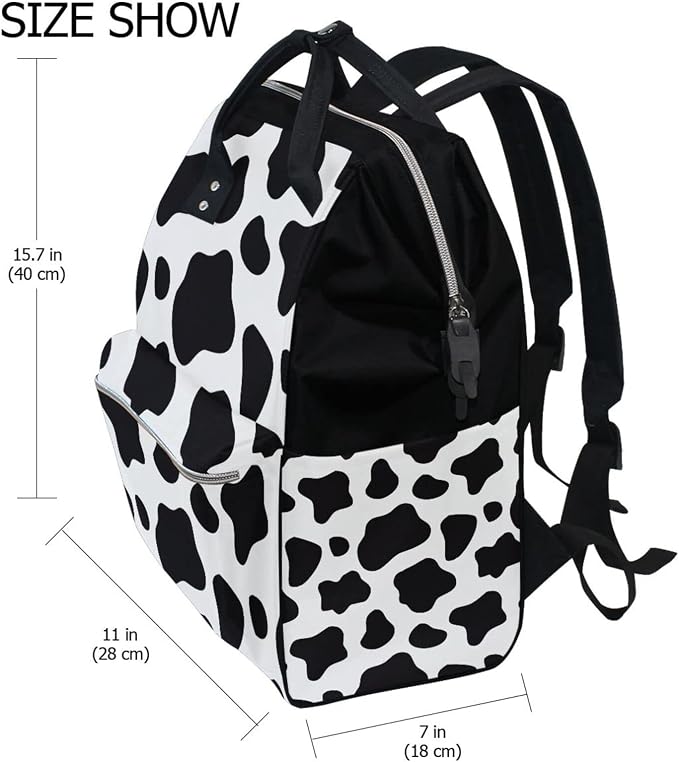 Large Capacity Baby Diaper Bag Cow Print Durable Multi Function Travel Backpack - Image 2