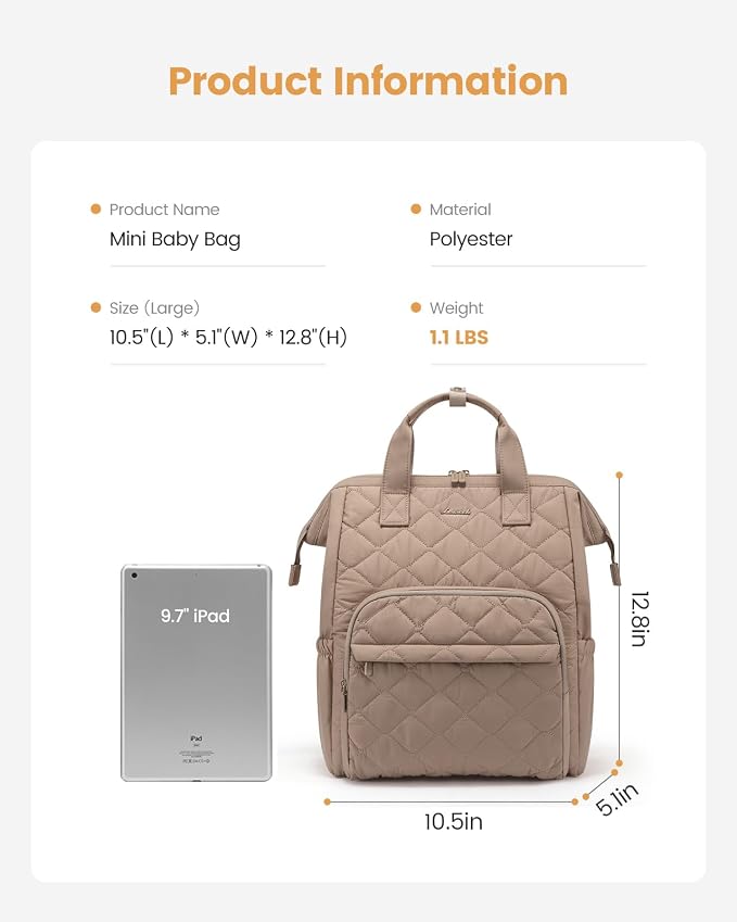 LOVEVOOK Small Diaper Bag Backpack, Mini Baby Bag for Girl Boy with Changing Pad, Diaper Backpack for Mom Dad with Stroller Buckles - Image 9