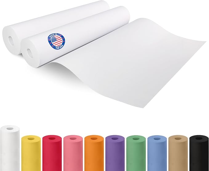 Extra White Offset Kraft Paper Roll 18" x 2160" (180 ft), 2-Pack – USA-Made 50lb Premium Eco Paper, Brighter-Than-Standard White – Ideal for Arts & Crafts, School Projects, Wrapping by IDL Packaging by IDLPackaging