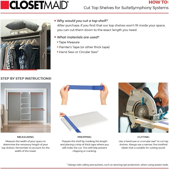 ClosetMaid 1951140 SuiteSymphony 16-Inch Closet Organizer with Shelves, Natural Gray - Image 5