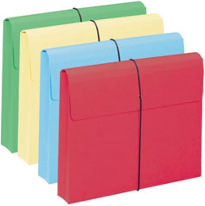 Smead Colored Expanding File Wallet with Flap and Cord Closure, 2" Expansion, Letter Size, Assorted Colors, 10 per Box (77207) by SMEAD