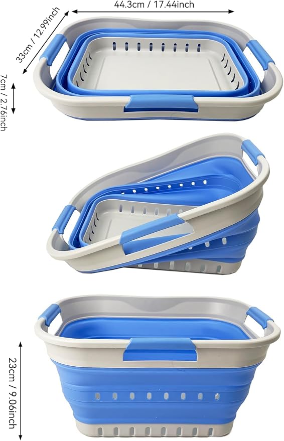 SAMMART Collapsible Plastic Rectangular Laundry Basket - Foldable Pop Up Storage Container/Organizer - Portable Laundry Hamper - Space Saving (Grey/Little Boy Blue, 19L) - Image 6