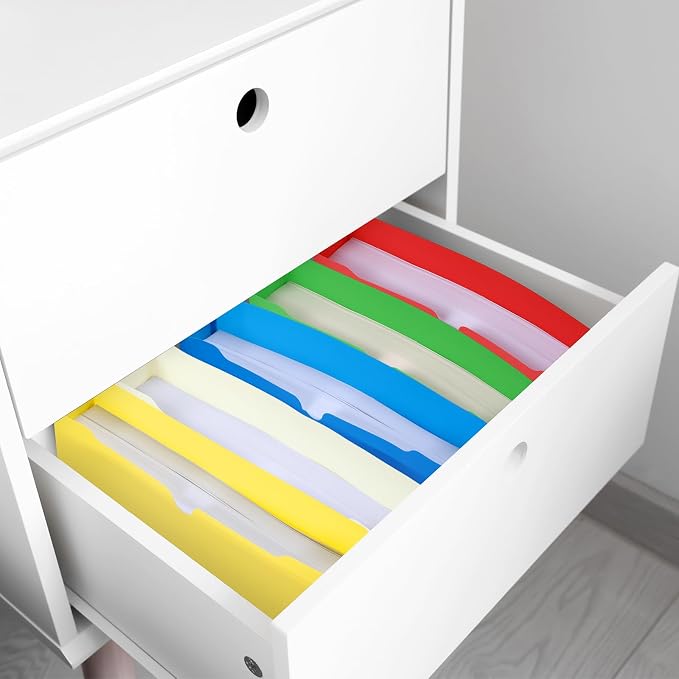 Dunzoom 50 Pack File Jackets Letter Size 2 Inch Assorted Expansion Manila Plastic File Folders Expandable Heavy Duty Reinforced Straight Cut Tab Expandable Document Jacket for Office - Image 6