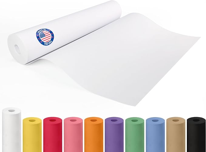 Extra White Offset Kraft Paper Roll 18" x 1200" (100 ft) – USA-Made 50lb Premium Eco Paper, Brighter-Than-Standard White – Ideal for Packing, Wrapping, Arts & Crafts, School Projects by IDL Packaging by IDLPackaging