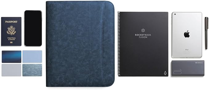 Forevermore Portfolio Binder, Slim No Ring, Zipper, Vegan Leather, Blue - Image 7