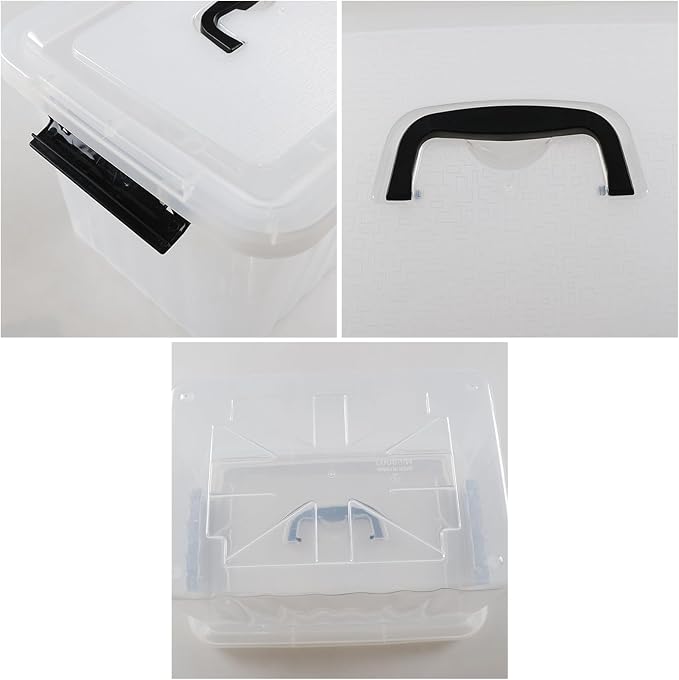 Ggbin 12 Quart Latching Storage Box Set of 6, Clear Lidded Container Bin | Stackable Box with Carry Handle - Image 3