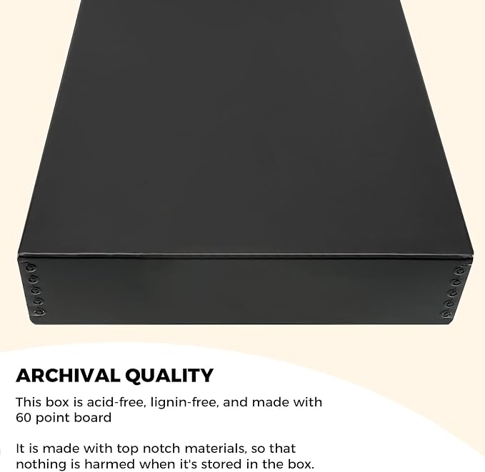 Golden State Art, Drop Front Archival Storage Box, 11.75"x15.25"x3"-Black | Acid-Free 11x14 Museum Photo Storage Box with Metal Edge, Preserve Documents, Prints, Poster, Photographs, Arts And Crafts - Image 5