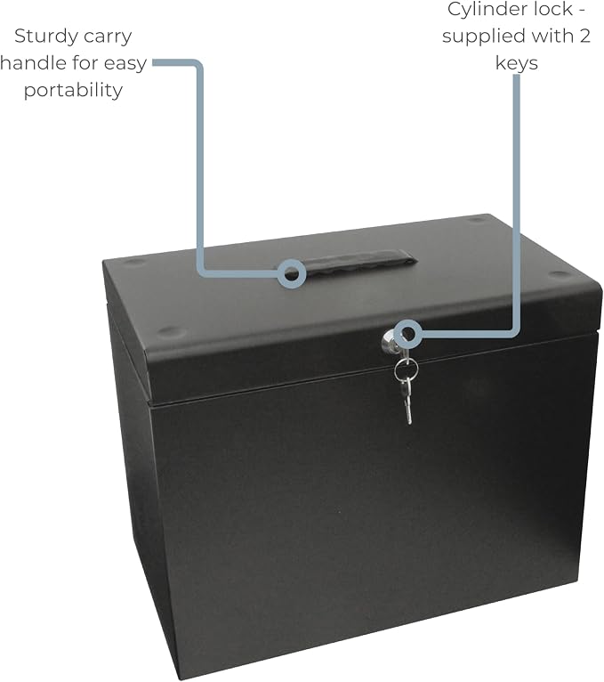 Cathedral Products A4 Steel File Box with Starter Pack of 5 Suspension Files - Black - Image 5