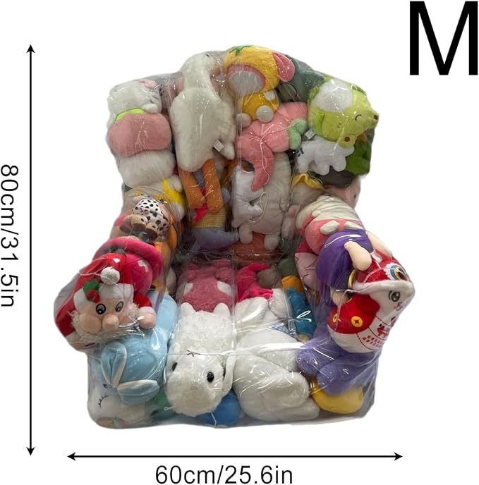 Bean Bag Stuffed Animal Storages, Soft Toy Storage Box Childs Chair, Waterproof PVC Clear Toy Bags, Stuffable Clear Soft Bean Bag Chair Kids with Zippers for Organizing Rooms Plush Storage - Image 5