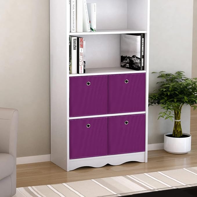 Foldable Storage Cubes Bins ,11 Inch Cloth Storage Cube Fabric Storage Box Cubes Organizer Baskets with Handles for Home Organizer Set of 3 (Purple) - Image 5