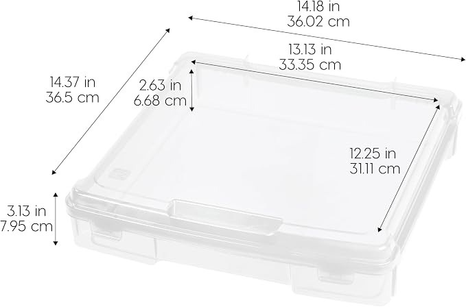 IRIS USA Scrapbook Case |Made in USA| Fits 12"x12" - Thick (6-Pack) - Clear | Portable Plastic Storage Organizers with Built-In Handles for Paper, Art, Board Games, Crafts, Files & Office Supplies - Image 2