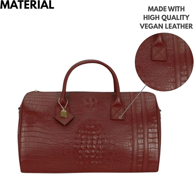 Tote&Carry Apollo 2 Duffle Bag for Travel Women & Men, TSA Approved Carry On Duffel Bag, Premium Vegan Leather w/Gold Hardware, Durable Weekender Luggage for All-Purpose Use (Brown, Regular) - Image 2