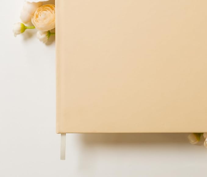 Personalized Guestbook in Butter - Premium Custom Modern Guest Book for Wedding Reception, Birthday Party or Events w/Bookmark Blank Pages for Signing 11.5 x 8.5 inches - Image 4