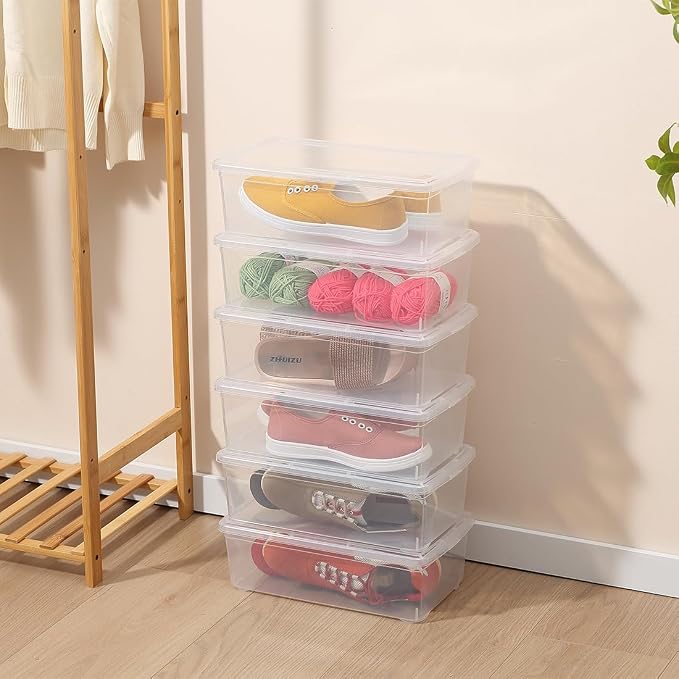 Shoe Storage Box Plastic Stackable Storage Containers for Shoes | Close,Stackable,Widely Used,See Through,Easy to Clean,Durable,Clear,Handle - Image 4