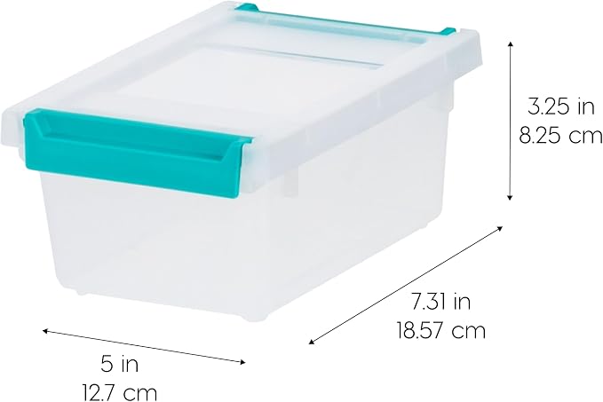 IRIS USA Storage Bins with Lids |Made in USA| 1 Qt - (6-Pack) - Clear | Sensory Craft Organizers, Plastic Clip Box Totes, Flat Containers for Organizing Paper, Office, Art & Study Supplies - Image 2