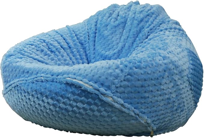 Soft Bean Bag Chair Cover No Filler Sofa Cover Storage Washable Bean Bag Cover Organizing Children Plush Toys for Living Room Bedroom (Sky Blue, 2.8 feet-33.5" 33.5"*17.7") by Huamengoo