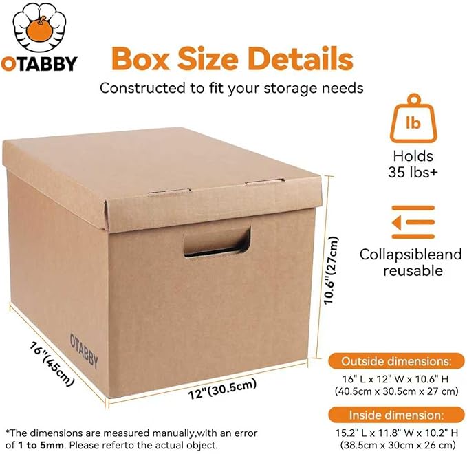 File Storage Boxes with Lids, Photo Storage, Letter/Legal Size, 8-pack | Heavy-Duty Kraft Board with 3-Ply Reinforced Walls, Handles and Lids for Long-Term File and Photo Storage,12x16x10 Inches - Image 2