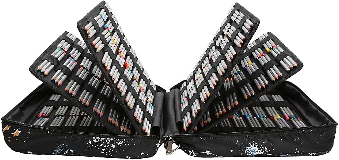 Lbxgap Portable Colored Pencil Case 480 Slots Pencil Case or 320 Gel Pen Case Large Capacity Pencil Organizer with Handle Strap Handy Colored Pencil Box for Artist | Large MultiLayer Watercolor Pen Bag w/Zipper Front Pocket for 480 Colored Pencils/320 ... - Image 3