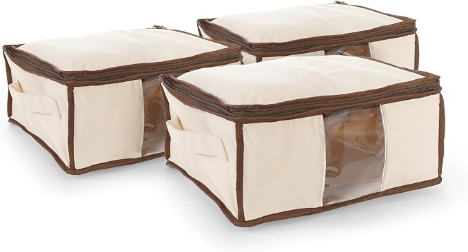 Covermates Canvas Storage Bag for Blankets, 13" W x 13" D x 6.5" H, Natural | label window, zipper closure, carrying handles, 3-year warranty by Covermates