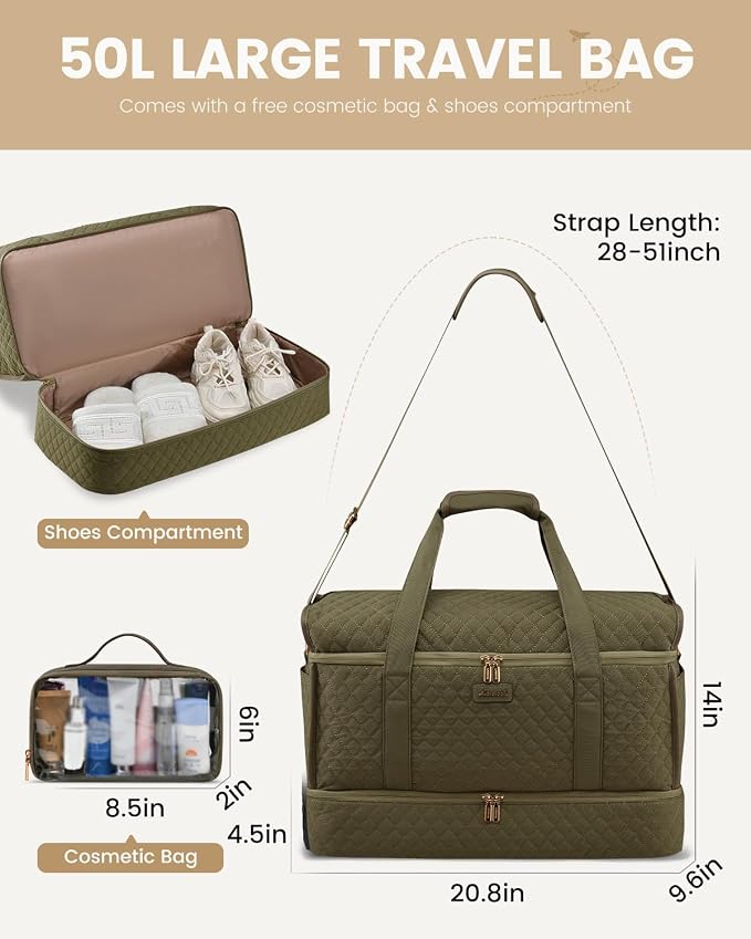 LOVEVOOK Large Travel Duffle Bag, Weekender Bags for Women With Shoe Compartment, Overnight Hospital Bag For Women Labor Delivery, Carry on Bag Personal Item Travel Bag, Yoga Gym Duffel Bag - Image 5