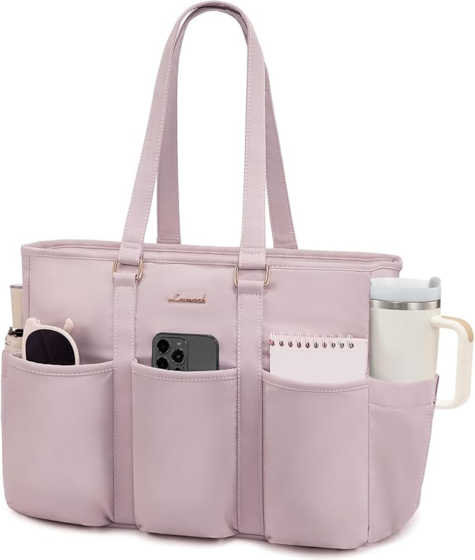 LOVEVOOK Teacher Nurse Tote Bag for Women Work, 15.6 Inch Laptop Bag With Large Cup Holder, Utility Everything Bag For Travel College Daily, Professional Computer Purse Handbag With Multi Pockets by LOVEVOOK