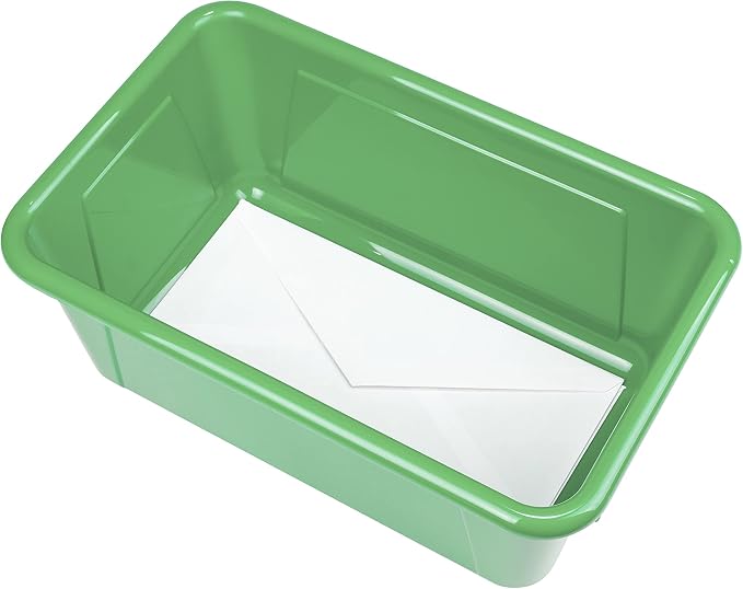 Storex Small Cubby Bins – Plastic Storage Containers for Classroom with Non-Snap Lid, 12.2 x 7.8 x 5.1 inches, Green, 5-Pack (62409A05C) - Image 6
