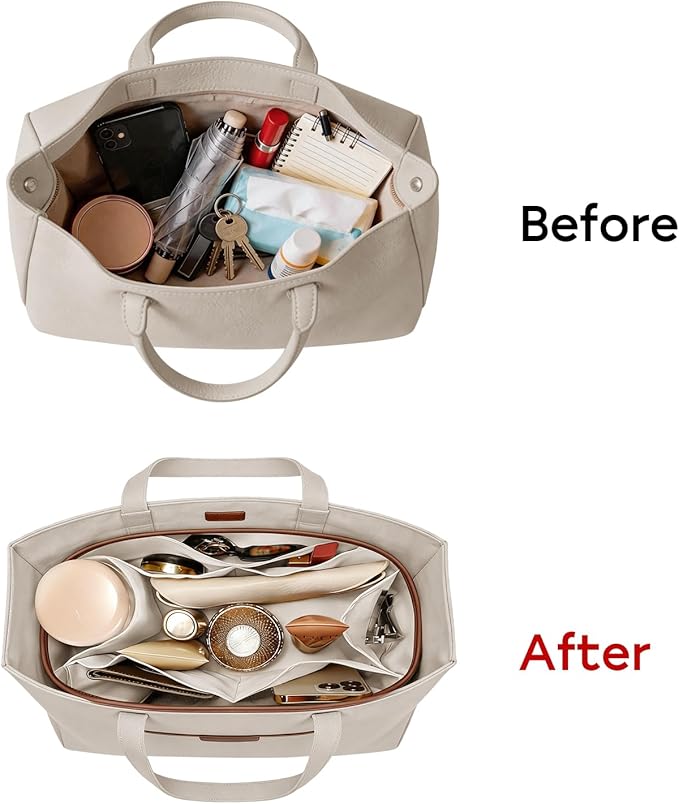 GIVLEFLY Purse Organizer Insert for Tote Bag, 9.84 Inch Satin Bag Organizer, Multi Pocket Handbag Organizer for Everyday Totes - Image 7