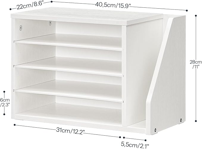 HOOBRO Mail Sorter, Literature Organizer with Adjustable Shelves, Paper Organizer for Office, Home, Wood Countertop File Holders, Mails, Magazines, White WT41WF01 - Image 3