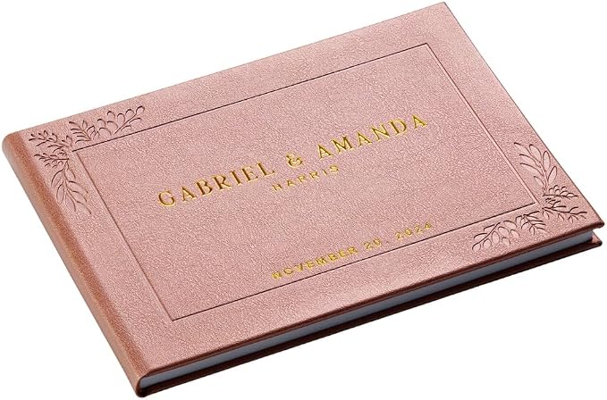 Personalized Hardcover Wedding Guestbook (Rose Gold) | Elegant Wedding Keepsake Design, Premium Hardcover Construction, Smooth Lined Writing Pages, Perfect for Cherished Messages by PROMOT