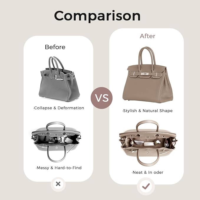 ZTUJO Silky Purse Organizer For Birkin, Luxury Purse Organizer Insert (Etoupe Grey, BK25) - Image 8