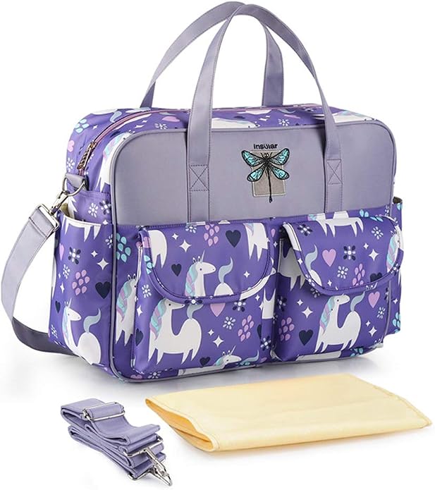 Diaper Tote Bag Organizer, Large Capacity Shoulder Bag Baby Portable Nappy Handbag Crossbody Bags by insular