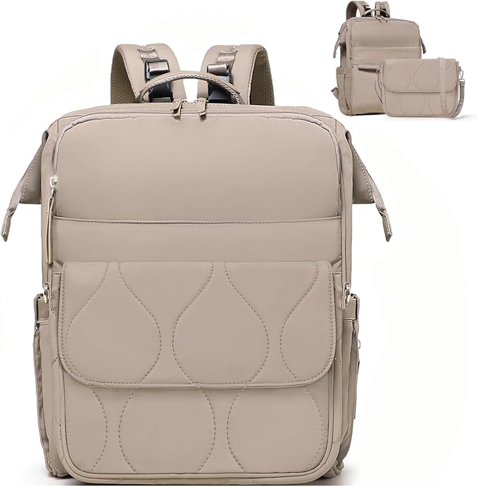 miss fong Diaper Bag Travel Diaper Backpack with Diaper Changing Pad | Large Capacity ,12 Pockets Luggage Sleeve Stroller Straps Convertible Mommy Diaper Backpack for Moms Newborn Essentials by missfong