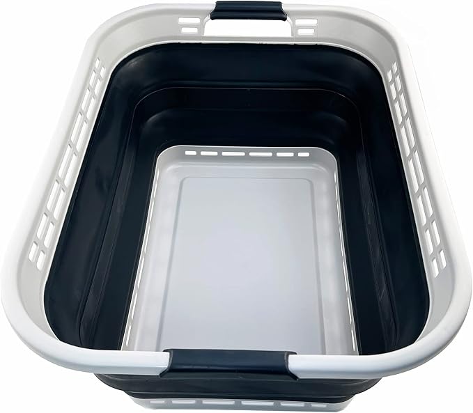 SAMMART 42L (11 Galloons) Collapsible Plastic Laundry Basket - Foldable Pop Up Storage Container/Organizer - Portable Washing Tub - Space Saving Hamper/Basket (Grey/Slate Grey) [BPA Free] by SAMMART