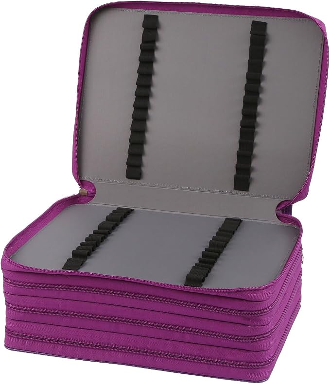 Marker Pen Organizer Case 224 Slots w/Handle & Shoulder Strap | 4-Layer Zipped Pencil Pouch PU Leather w/Open Front pocket for Gel Pen Markers to Artists, Painters - Image 4