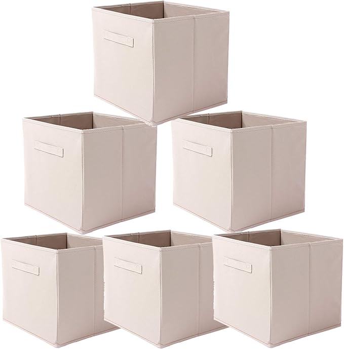Storage Bins - Set of 6 - Storage Cubes | Foldable Fabric Cube Baskets Features Dual Handles. Cube Storage Bins. Closet Shelf Organizer | Collapsible Nursery Drawer Organizers - Image 3