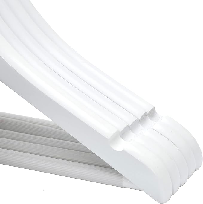 Quality Hangers 80 Pack Kids Hangers 14 Inches - Junior Preteen Youth Wooden Clothes Hanger with Curved Shoulder Swivel Chrome Hook Coated Pant Bar & Nonslip Notches (White, 80) - Image 6