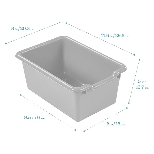 ECR4Kids Scoop Front Storage Bin, Multipurpose Organization, Contemporary, 5-Piece | Durable plastic, GREENGUARD Gold Certified, 1.2 gallon capacity, lightweight & nestable, built-in handle, classroom/home use - Image 2