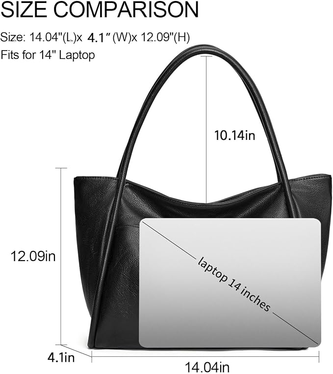 GAEKEAO Tote Bag for Women Vegan Leather Zipper Shoulder Bags Travel Purses | Large Capacity Purse Handbags, Inner Pocket with Key Clip, Fits 14" Laptop, for Casual Work Dating Commute Daily Weekender - Image 4