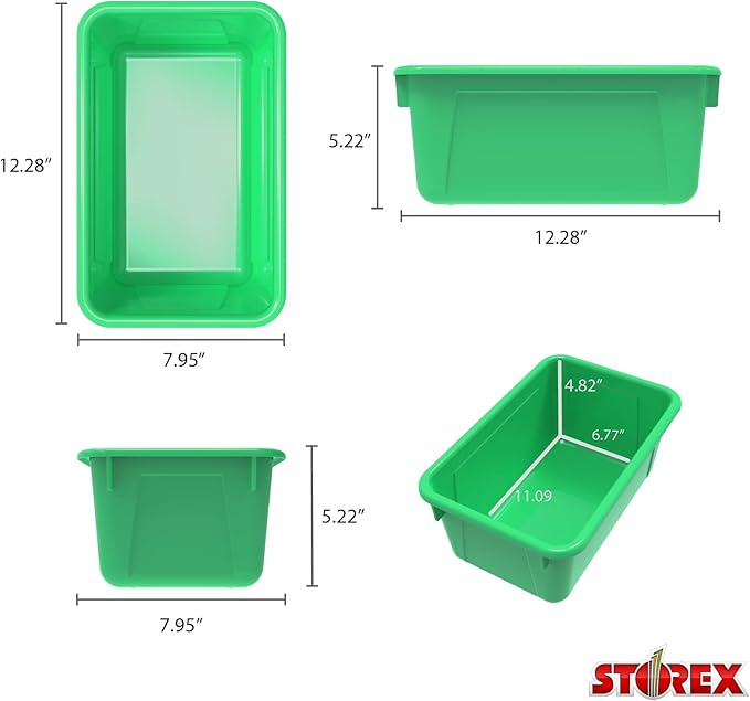 Storex Small Cubby Bins – Plastic Storage Containers for Classroom, 12.2 x 7.8 x 5.1 inches, Class Green, 5-Pack (62417A05C) - Image 9