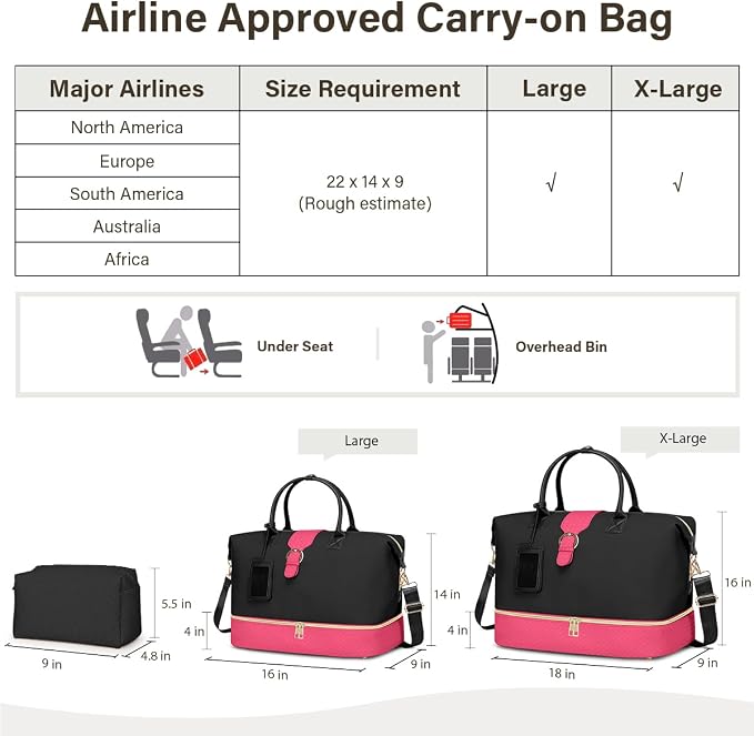 Leather Weekender Bags for Women, Travel Duffel Bag PU Overnight Bag Carry On Tote Bag with Shoe Compartment Wet Pocket - Image 5