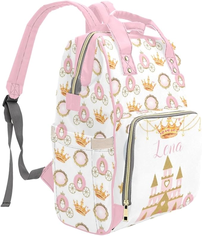 Custom Diaper Bag Backpack with Name Personalized Princess Crown Nappy Bag for Mommy Mother's Day Gift Customized Adjustable Shoulders Nursing Bag Daypack - Image 3