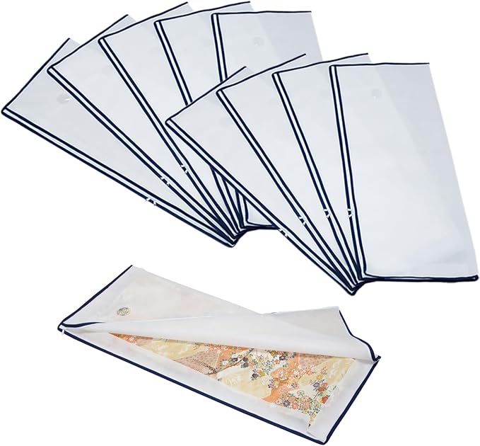 Astro 173-13 Kimono Storage Case, 2-Way Opening, Set of 10, With Window, Breathable, Non-woven Fabric, Protects Against Moisture and Dust, Transparent Window, Zipper, Kimono, Storage Bag, Furisode, by ASTROSTORAGE